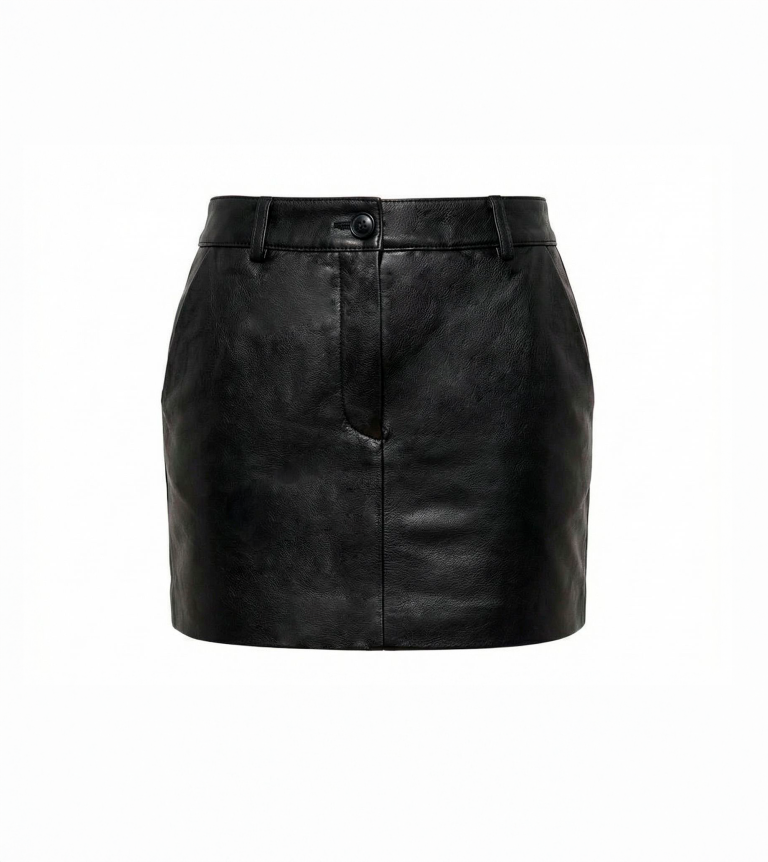 Кожаная короткая юбка