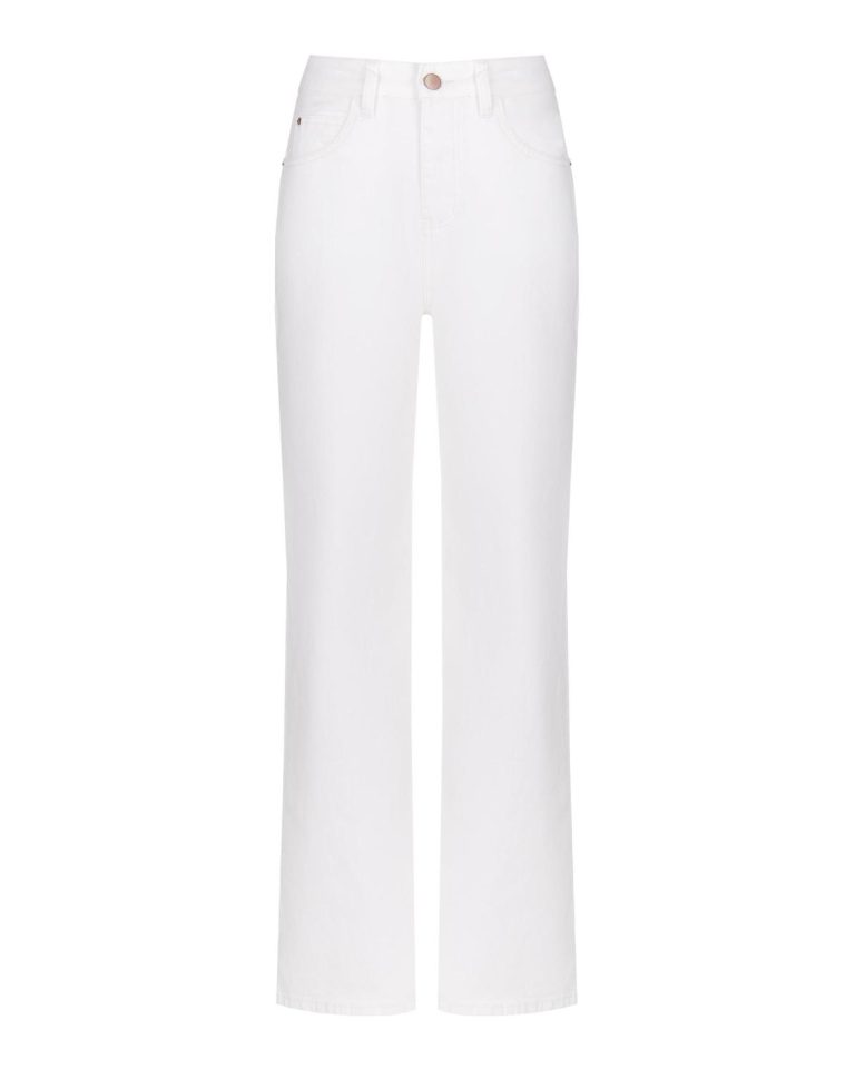 Прямые джинсы на высокой посадке