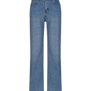 Прямые джинсы на высокой посадке