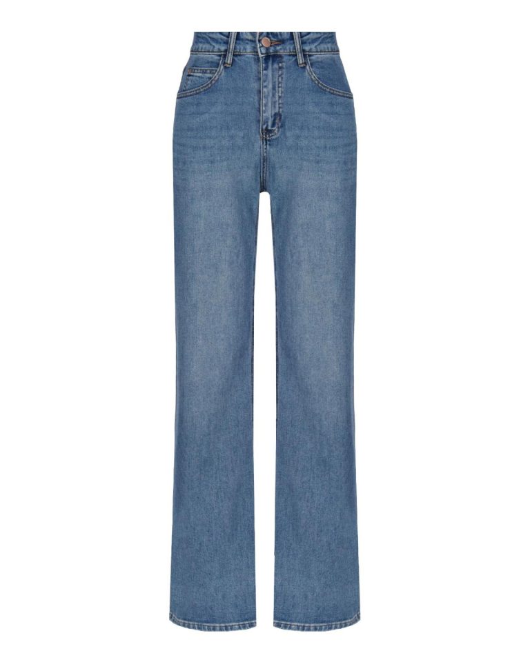 Прямые джинсы на высокой посадке